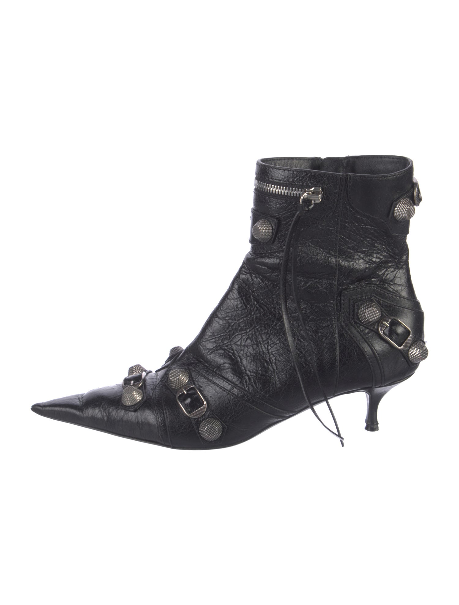Balenciaga Leather Studded Accents Boots